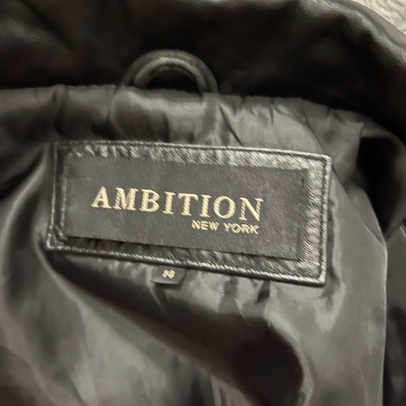AMBITION NEW YORK WOMENS GENUINE BLACK LEATHER JACKET SZ 14 LARGE BLAZER - Picture 8 of 10